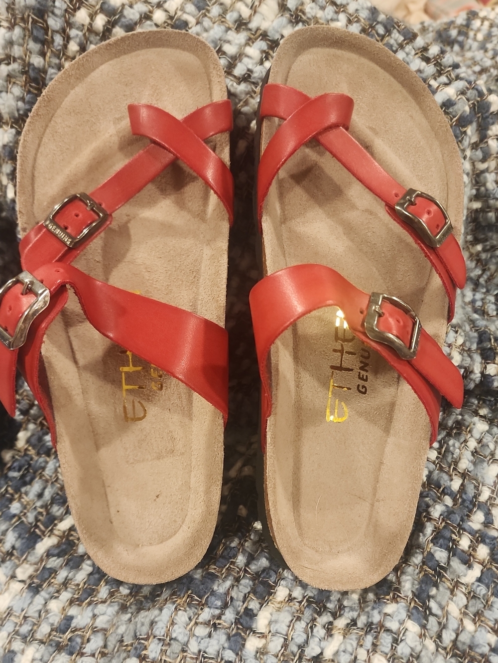 Red/Orange Strappy Comfort Sandals for Women